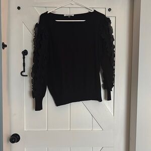 Black Sweater with Ruffled Sleeves
